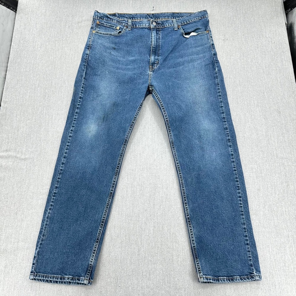 Levis 505 Jeans Mens 42x32 Blue Regular Fit Straight Leg Stretch